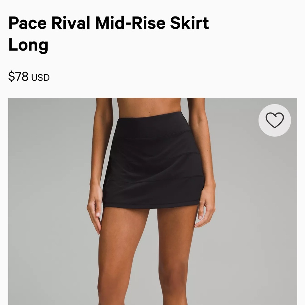 Lululemon Pace Rival Black Skort Size 8